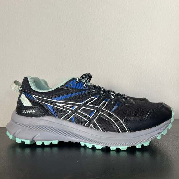 ASICS Womens Size 6 Running Shoes Black Soothing Sea Mint Trail Scout 2 - Picture 2 of 9